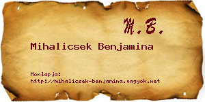 Mihalicsek Benjamina névjegykártya
